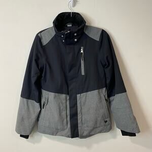 Obermeyer Girls June Jacket XL 14–16 Black/Gray – No Hood, Winter Ski Snow